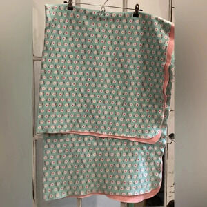 Handmade Baby Girl/Toddler Blanket 57”x46” Stretchy Fabric Double Sides …